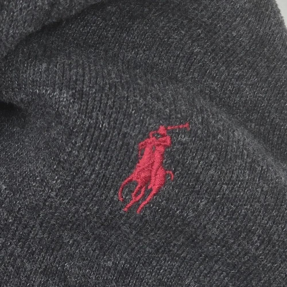 Polo Ralph Lauren Shawl Collar Sweater Mens XL Charcoal Grey Suede Elbow Patches